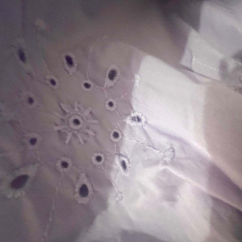 H&M Puff-sleeved Eyelet Embroidered Crop Lilac Cotton Poplin Top - Picture 9 of 10